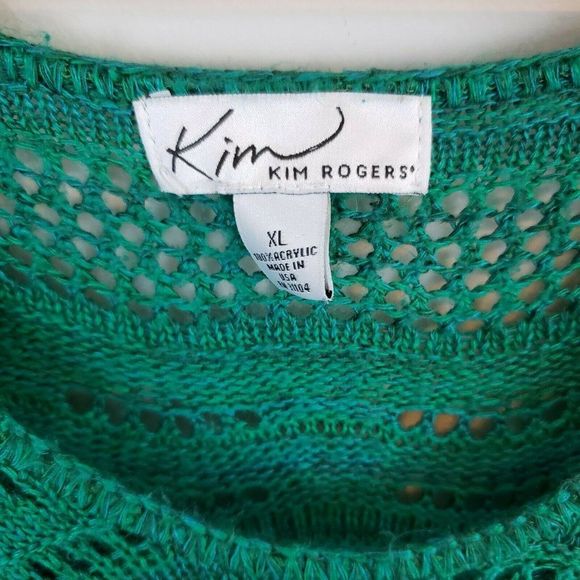 Kim Rogers XL Green Crochet Short Sleeve Top - Picture 3 of 3